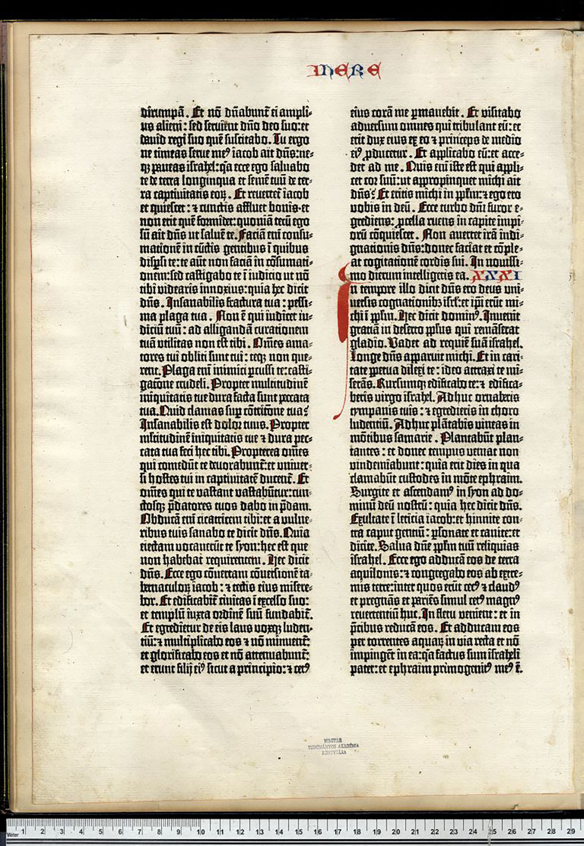 A Kézirattár kincsei: A Gutenberg-biblia egy lapja